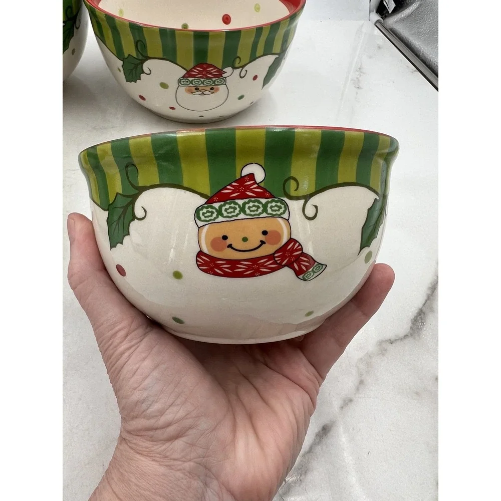 Temp-tations Winter Whimsy Nesting Mixing Bowl Set Holiday Snowman Santa Penguin